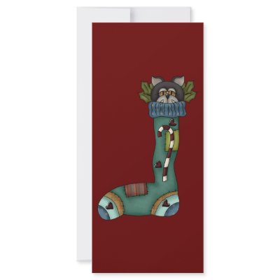 Christmas Sock Cat Custom Rack Cards by tshirtdart
