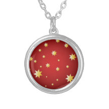 Christmas sparkling stars on red custom jewelry