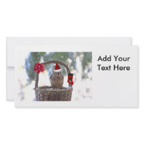Christmas Squirrel in Snowy Basket Photo Card Template