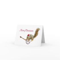 Christmas Squirrel with Banjo Greeting Card
