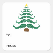 Christmas Staches Tree Square Sticker