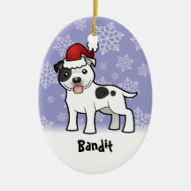 Christmas Staffordshire Bull Terrier (add name) Ornament
