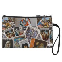 Christmas Stamps Bagettes Bag Wristlet