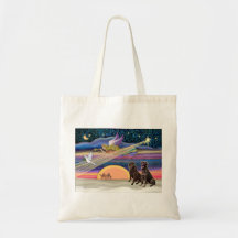 Christmas Star - Labradors (two Chocolate) Tote Bags