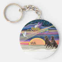 Christmas Star - Labradors (two Chocolate) Keychains