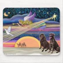 Christmas Star - Labradors (two Chocolate) Mouse Pads