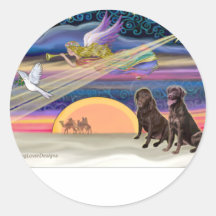 Christmas Star - Labradors (two Chocolate) Round Stickers