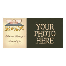 Christmas Stars Angel Photo Greeting Card