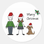 Christmas Stick Figures Round Stickers