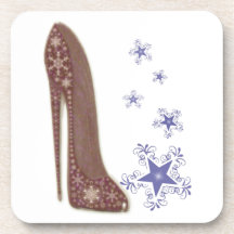 Christmas Stiletto and Snowflakes Gifts Beverage Coasters