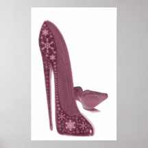 Christmas Stiletto High Heel Shoes Art Poster