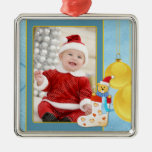 Christmas stocking, bear and baubles ornament