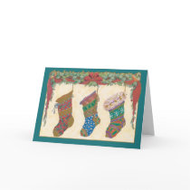 Christmas Stockings Hanging on the Mantel Cards