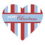 Christmas Stripes blue Heart Sticker