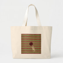 Christmas stripes bow and tag bag
