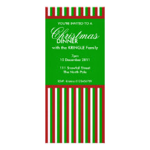 Christmas Stripes green Christmas Dinner Invite