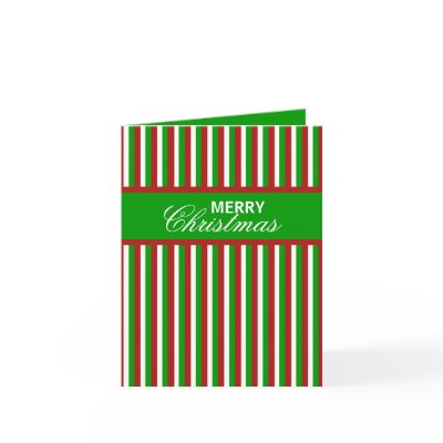 Christmas Stripes green Christmas Note Card by floatinglemonsevents