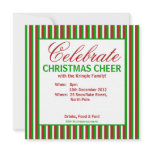 Christmas Stripes green Party Invitation