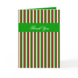 Christmas Stripes green Thank You Card