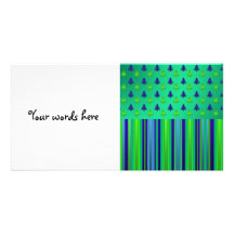 Christmas stripes in green with Christmas trees19 Picture Card