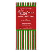 Christmas Stripes red Christmas Dinner Invitation