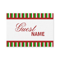 Christmas Stripes red Dinner Place Card