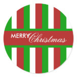 Christmas Stripes red Round Sticker