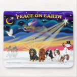 Christmas Sunrise - Cavalier Kings Charles (five) Mouse Mats