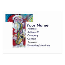 CHRISTMAS T LETTER / SANTA CLAUS WITH SAX BUSINESS CARDS