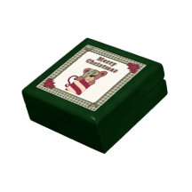 Christmas Teddy Bear in a Mug with Plaid Gift Box