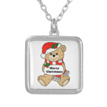 Christmas Teddy Bear Message Custom Necklace