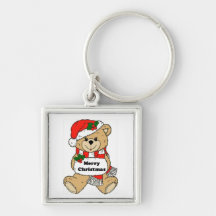 Christmas Teddy Bear Message Keychain