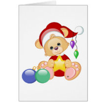 Christmas Teddy Bear with Star Greeting Cards