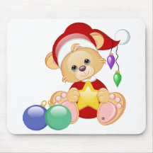 Christmas Teddy Bear with Star Mouse Pads
