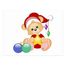Christmas Teddy Bear with Star Postcard