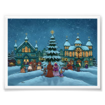 christmas town holiday photo print
