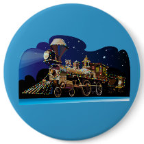 Christmas Train Pinback Button