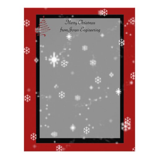 Christmas Tree and Snowflakes on Red and Black Custom Letterhead