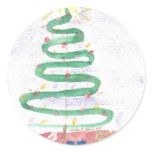 Christmas Tree art by Wendy C Allen Round Stickers