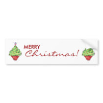 Christmas Tree Cupcake Bumper Sticker