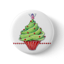 Christmas Tree Cupcake Button