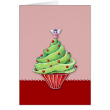 Christmas Tree Cupcake red2 Card
