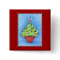 Christmas Tree Cupcake red Button