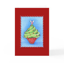 Christmas Tree Cupcake red Card