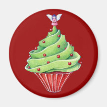Christmas Tree Cupcake red Magnet