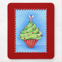 Christmas Tree Cupcake red Mousepad