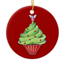 Christmas Tree Cupcake red Ornament