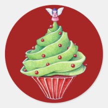 Christmas Tree Cupcake red Sticker