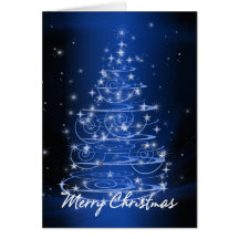 Christmas tree design stars and swirls greeting cards