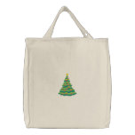 Christmas Tree Embroidered Tote Bag
